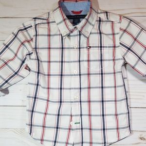Tommy Hilfiger white plaid button down shirt